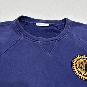 Versace Collection Blue Crewneck Sweater with Gold Logo Y2K-Inspired/ Designer